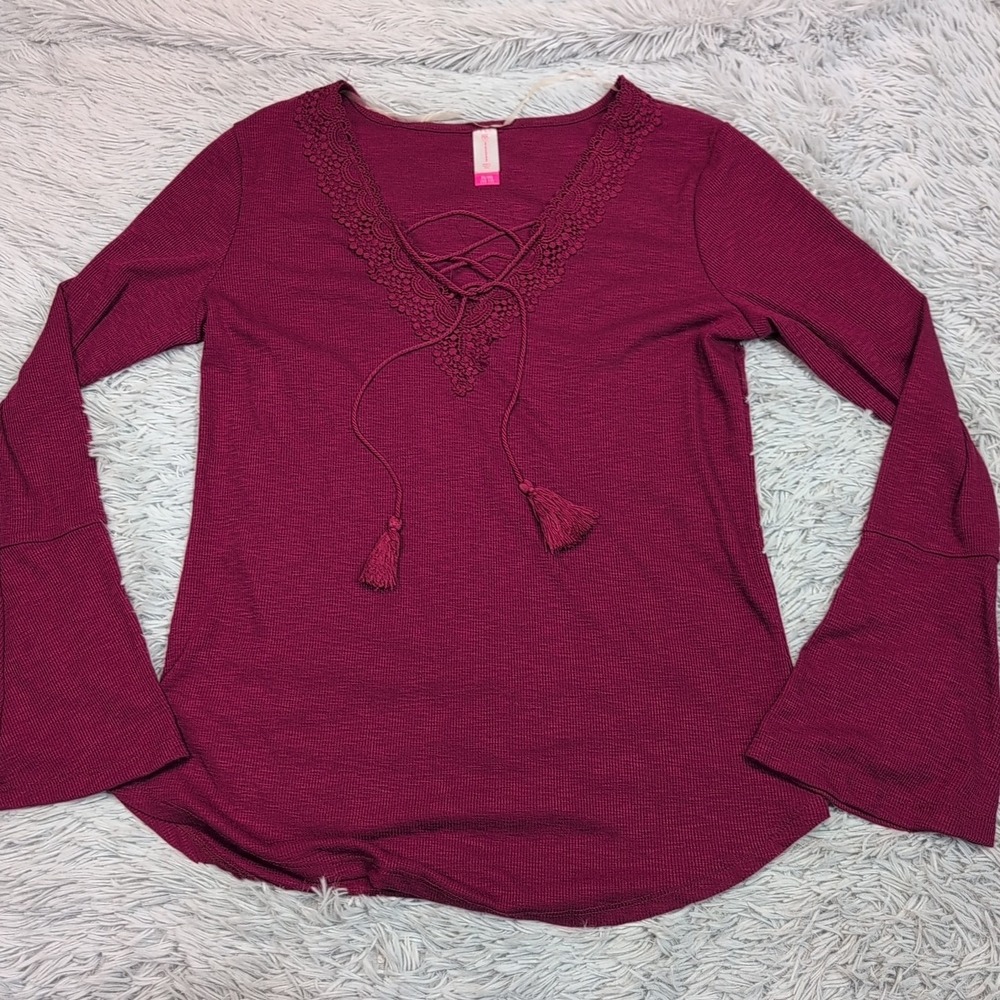 No‎ Boundaries Shirt Womens XL Red Top Blouse Career Casual Comfort New